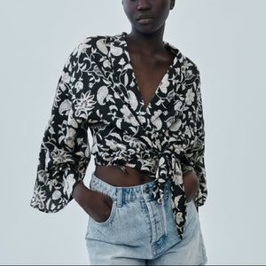 Zara Satin Floral Print Top